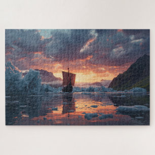 Viking Longship Icy Fjord Jigsaw Puzzle
