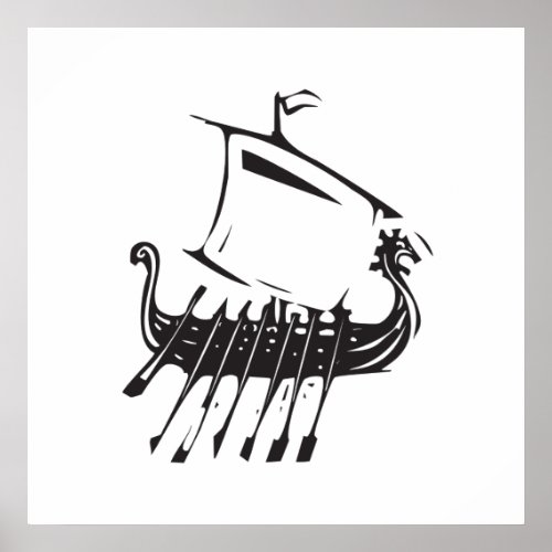 Viking longship with a dragon on its prow poster