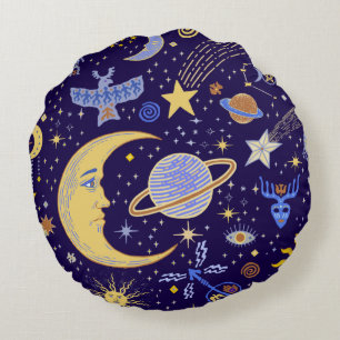 Viking Magic Celestial Dreams Round Pillow