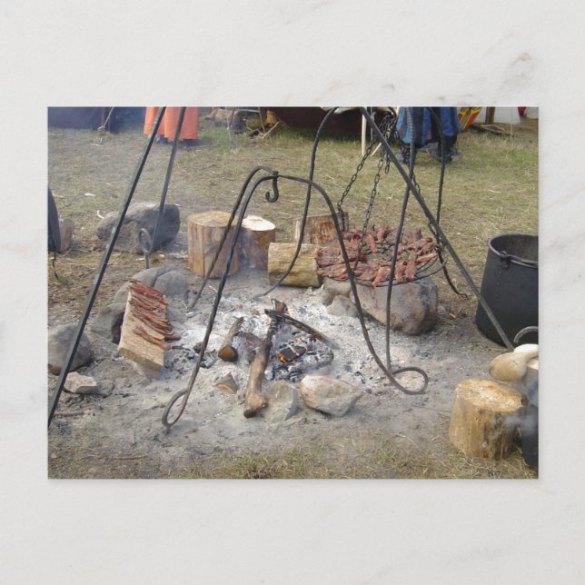Viking Market Campfire Cooking Postcard (Front)
