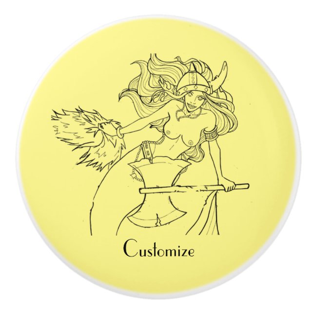 Viking Mermaid Warrior Thunder_Cove  Ceramic Knob (Front)