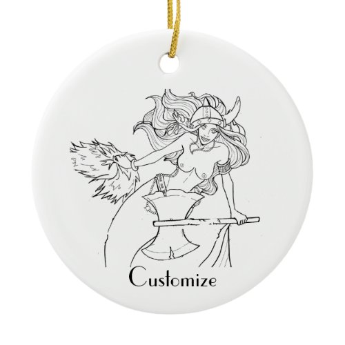 Viking Mermaid Warrior Thunder_Cove  Ceramic Ornament