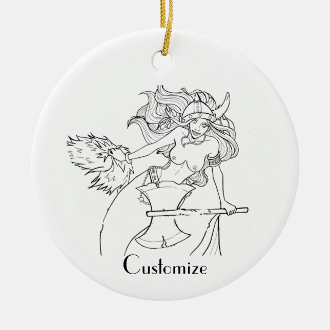 Viking Mermaid Warrior Thunder_Cove  Ceramic Ornament (Front)