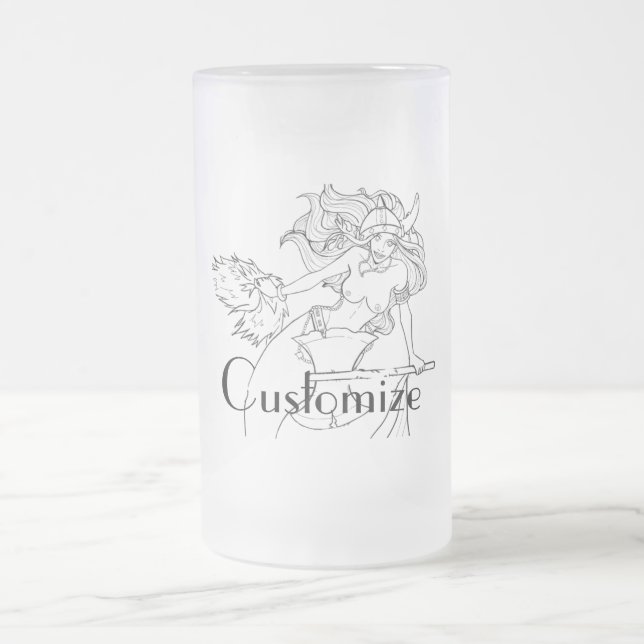 Viking Mermaid Warrior Thunder_Cove Frosted Glass Beer Mug (Center)
