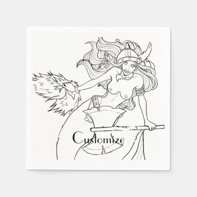 Viking Mermaid Warrior Thunder_Cove Napkins (Front)