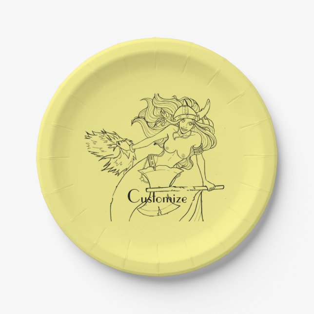 Viking Mermaid Warrior Thunder_Cove  Paper Plates (Front)