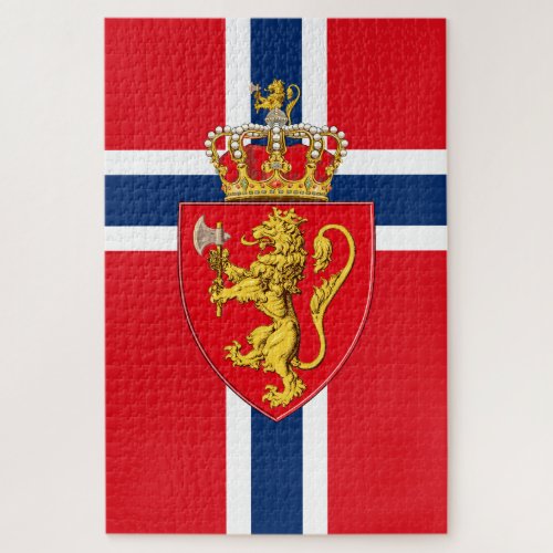 Viking Nordic Norway Norwegian flagcoat of arms Jigsaw Puzzle