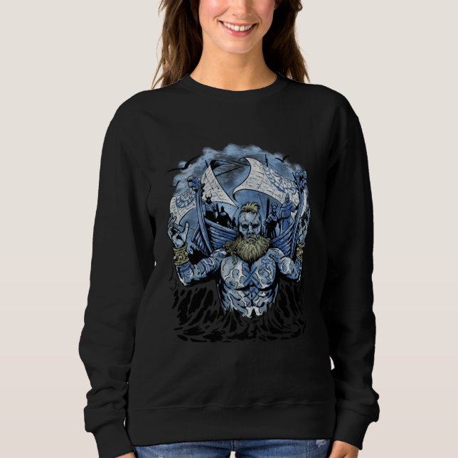 Viking Norse Man Boat Scandinavian God Mythology H Sweatshirt (Front)