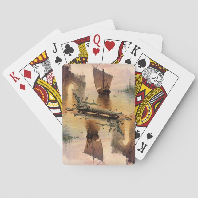 Viking Norse Ship Fantasy Art Playing Cards (Back)