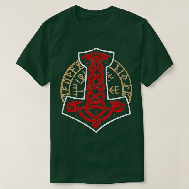 Viking Norway Norwegian Scandinavian Mjolnir Hamme T-Shirt (Design Front)