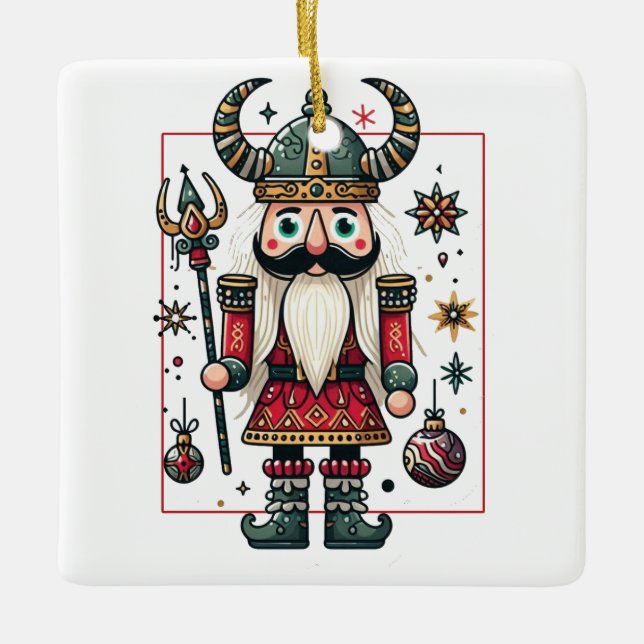 Viking Nutcracker Ceramic Ornament (Front)