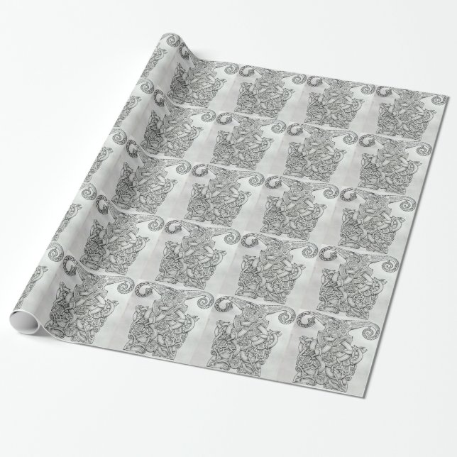 VIKING & OSEBERG KNOTWORK DESIGN WRAPPING PAPER (Unrolled)