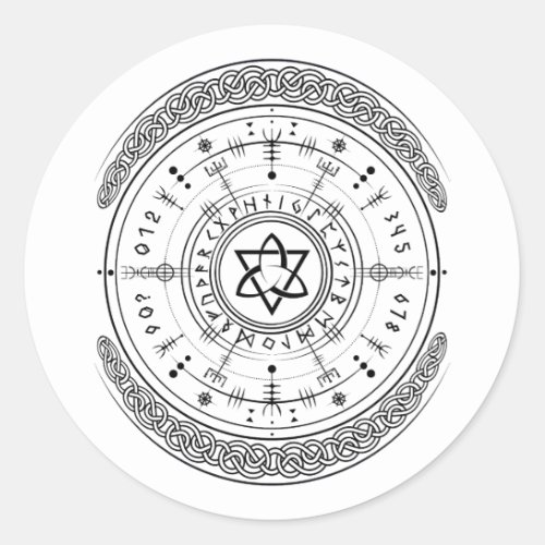 Viking Pagan Asatru Runic Compass Vegvisir Runes  Classic Round Sticker