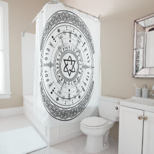 Viking Pagan Asatru Runic Compass, Vegvisir Runes Shower Curtain