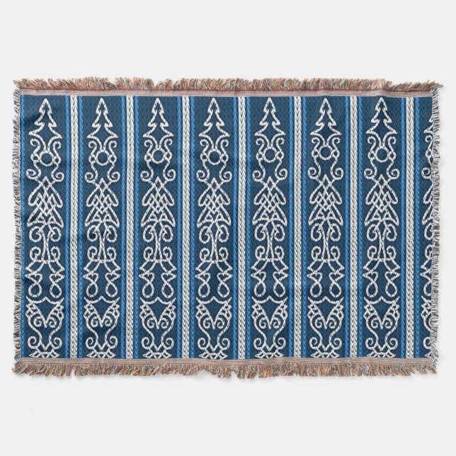 Viking Pattern Blue Throw Blanket (Front)