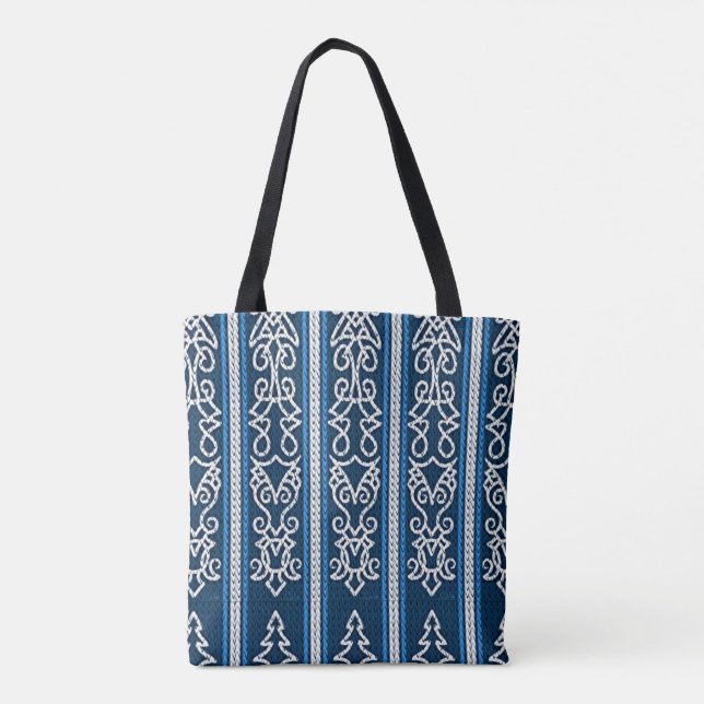 Viking Pattern Blue Tote Bag (Back)