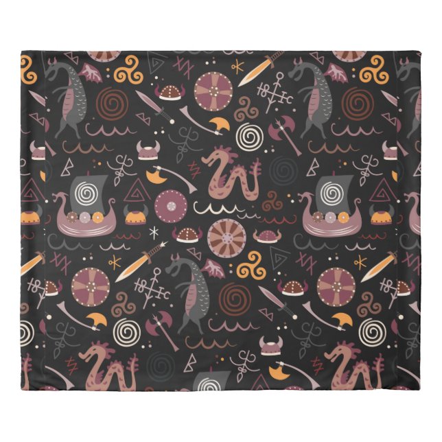 Viking pattern seamless design graphic duvet cover (Front)