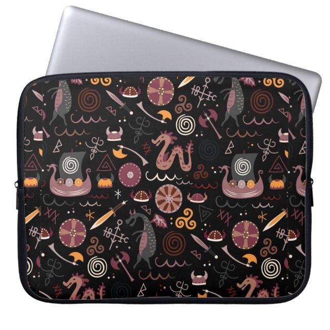 Viking pattern seamless design graphic laptop sleeve (Front)