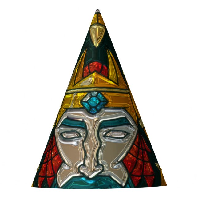 Viking Portrait Metallic Look Party Hat (Front)