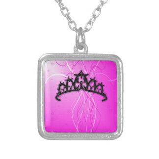 Viking Princess Crown- pink Silver Plated Necklace