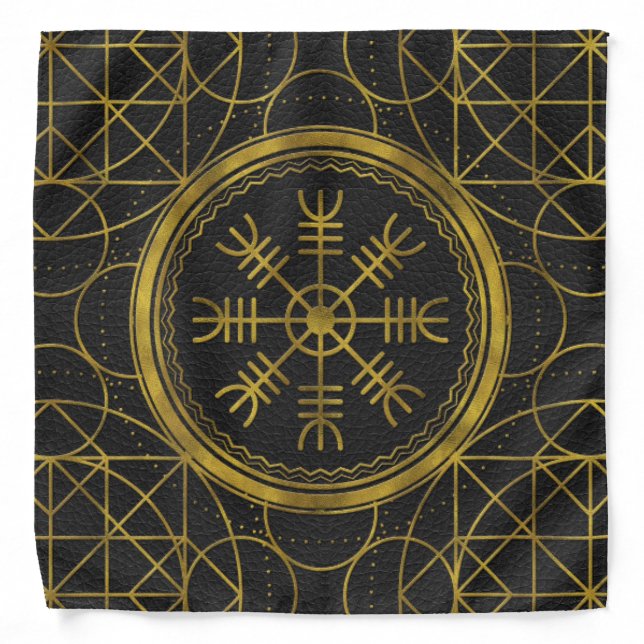 Viking protection runes helm of awe talisman bandana (Front)