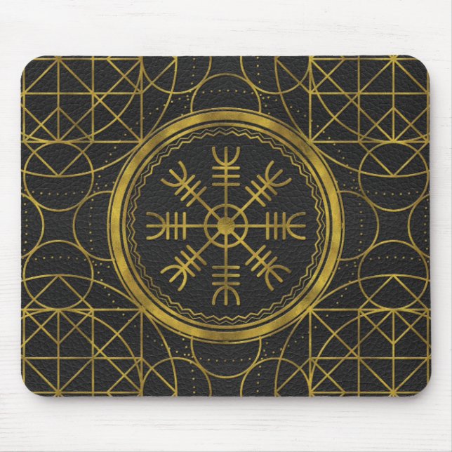 Viking protection runes helm of awe talisman mouse pad (Front)