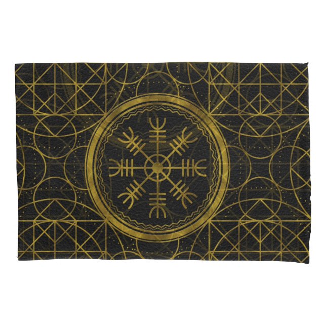 Viking protection runes helm of awe talisman pillow case (Front)