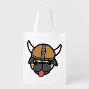 Viking Pug Grocery Bag