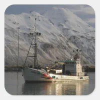 Viking Queen, Crab Boat in Dutch Harbor, AK Square Sticker
