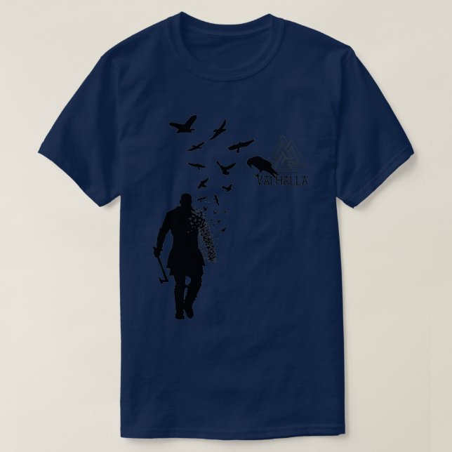 Viking Ragnar Lodbrok Valhalla Odin Ravens  T-Shirt (Design Front)