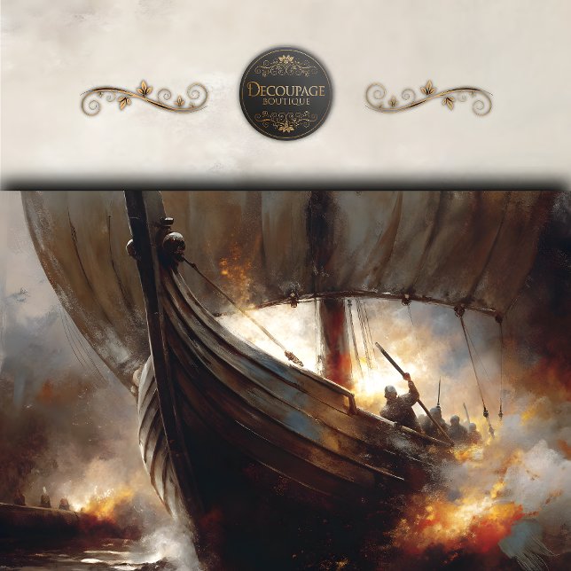 Viking Raiders at Sea Decoupage Tissue Paper (Viking Raiders at Sea Decoupage Tissue Paper)