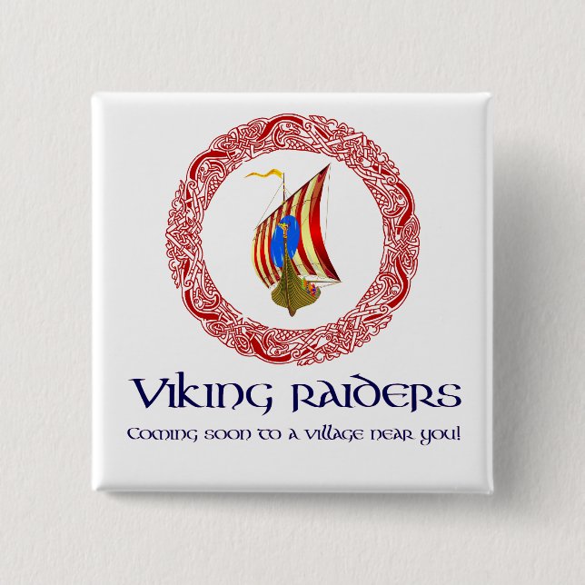 Viking raiders pinback button (Front)