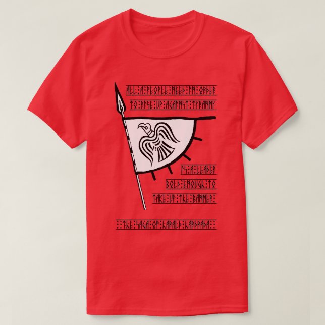 Viking Raven Banner Quote T-Shirt (Design Front)