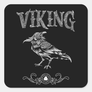 Viking Raven Bird Nordic Style Norseman Norse Square Sticker
