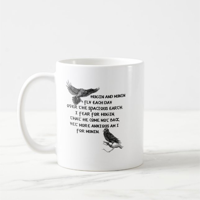 Viking Raven Hugin And Munin Coffee Mug (Left)