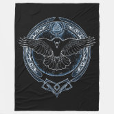 Viking Fleece Blanket Viking Tree Of Life Mjolnir Fenrir Raven