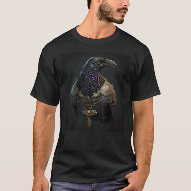 Viking Raven Norse Warrior Crow Vikings Style T-Shirt (Front)