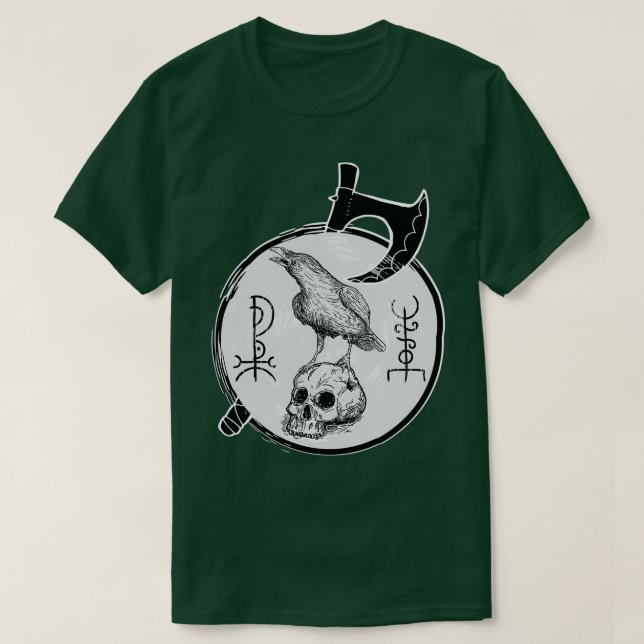 Viking Raven on Skull 1 T-Shirt (Design Front)