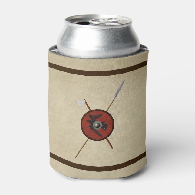 Viking Raven Shield And Weapons Can Cooler (Can Front)