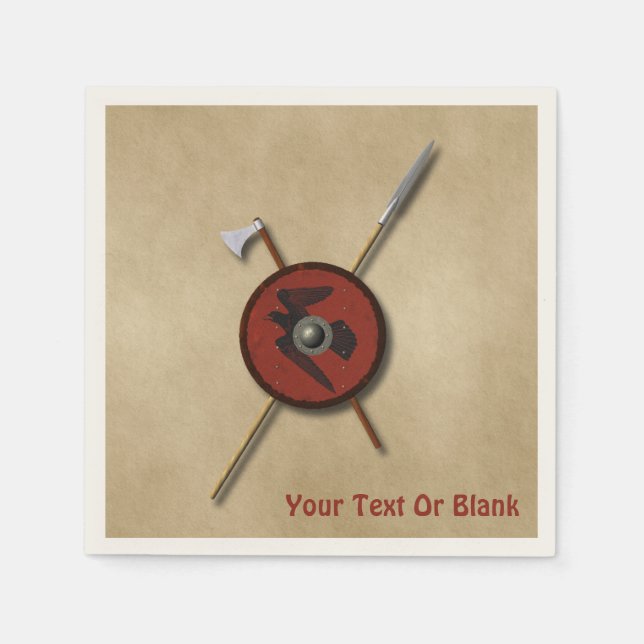 Viking Raven Shield And Weapons Napkins (Front)