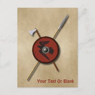 Viking Raven Shield And Weapons Postcard