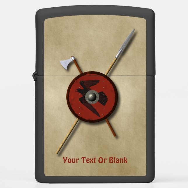Viking Raven Shield And Weapons Zippo Lighter (Front)