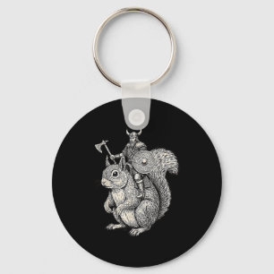 Viking Riding Squirrel Funny Warrior Art  Keychain