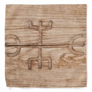 Viking rune on cracked wood bandana