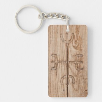 Viking Rune On Cracked Wood Keychain by hildurbjorg at Zazzle