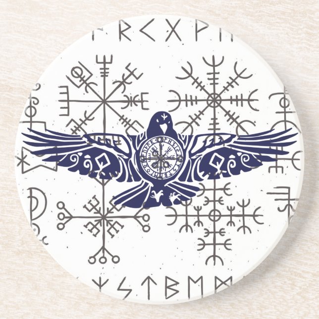 Viking Rune Raven Coaster (Front)