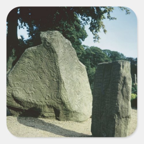 Viking rune stones square sticker