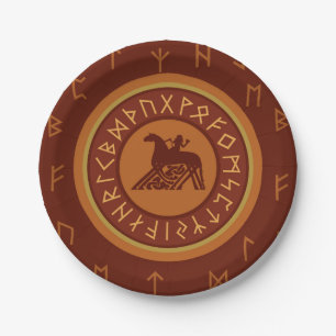 Viking Runes and Horseman Paper Plates