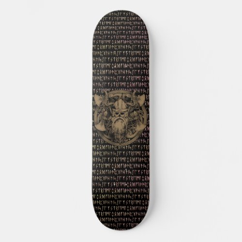 Viking Runes Bearded Warrior Axes Shield Skateboard