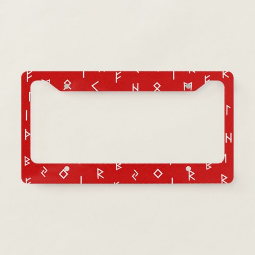 Viking Runes on Red Background License Plate Frame